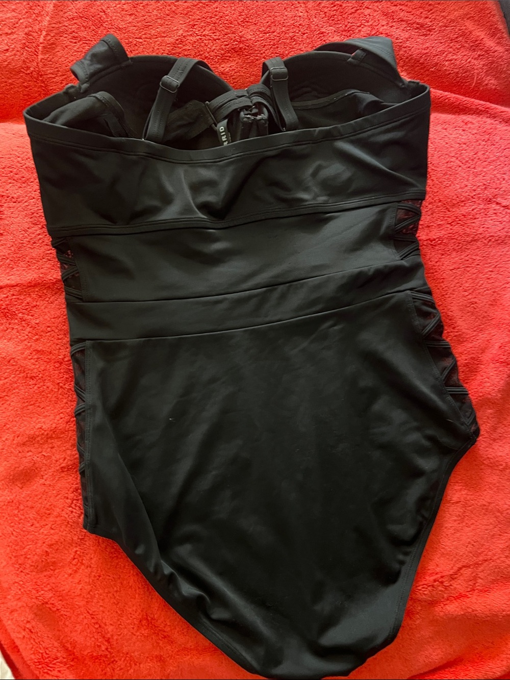 torrid Black One-Piece Swimsuit with Crisscross Side Details - Picture 2 of 7